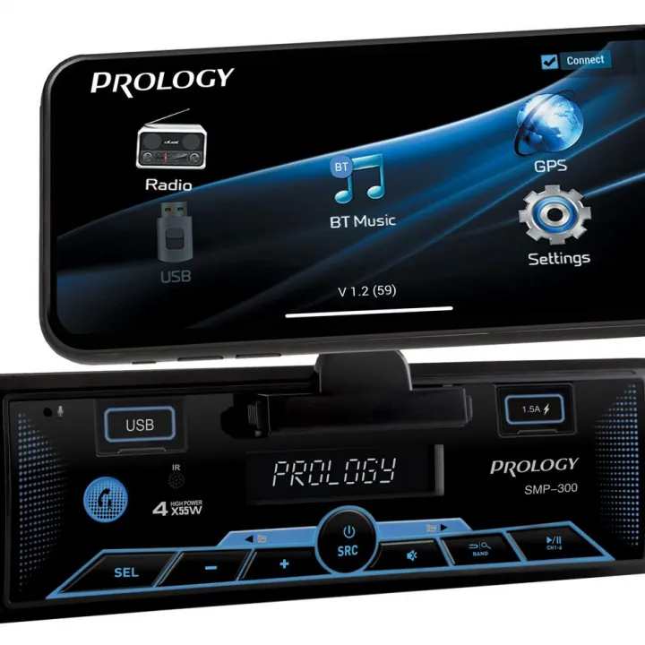PROLOGY SMP-300 USB Bluetooth FLAC multicolor магнитола с магнитным держателем для смартфона в Саратове